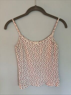 Brandy Melville White Cami with Red Heart Dot Print